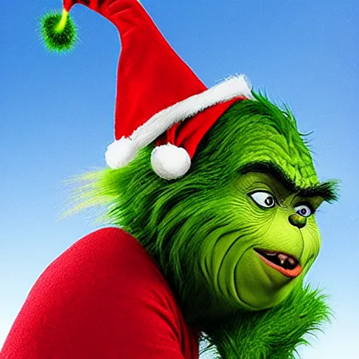 Image similar to the grinch, with middle fingers up