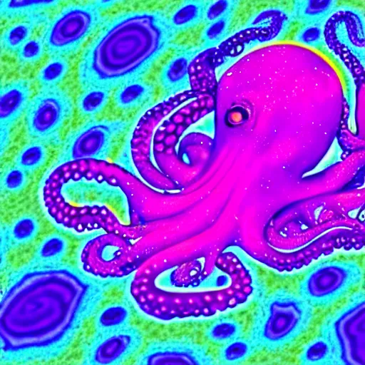 Image similar to an octopus camouflaged in the cosmic microwave background