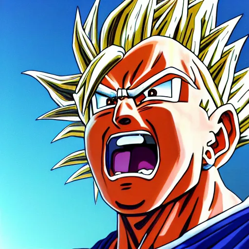 Prompt: ultra realistic portrait painting of bernie sanders as super saiyan goku, art by akira toriyama, 4 k, dragon ball artstyle, cel shaded, highly detailed, epic lighting