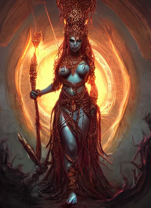 Image similar to kali goddess, ultra detailed fantasy, elden ring, realistic, dnd, rpg, lotr game design fanart by concept art, behance hd, artstation, deviantart, global illumination radiating a glowing aura global illumination ray tracing hdr render in unreal engine 5