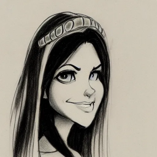 Image similar to milt kahl sketch of victoria justice as princess padme from star wars episode 3