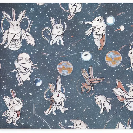 Image similar to A lost sci-fi rabbit, space rabbit, interstellar black hole, by James Jean And WLOPPRO