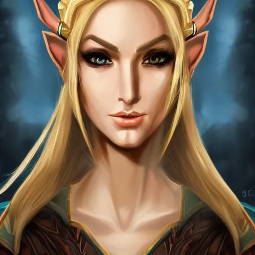 Image similar to portrait of a female high elf with tan skin, digital art dnd beyond trending on art station 8 k