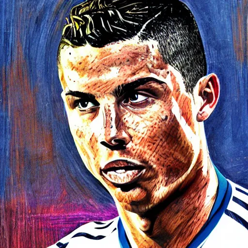 Image similar to a hyper - detailed masterpiece of ronaldo phenomenal, stunning portrait