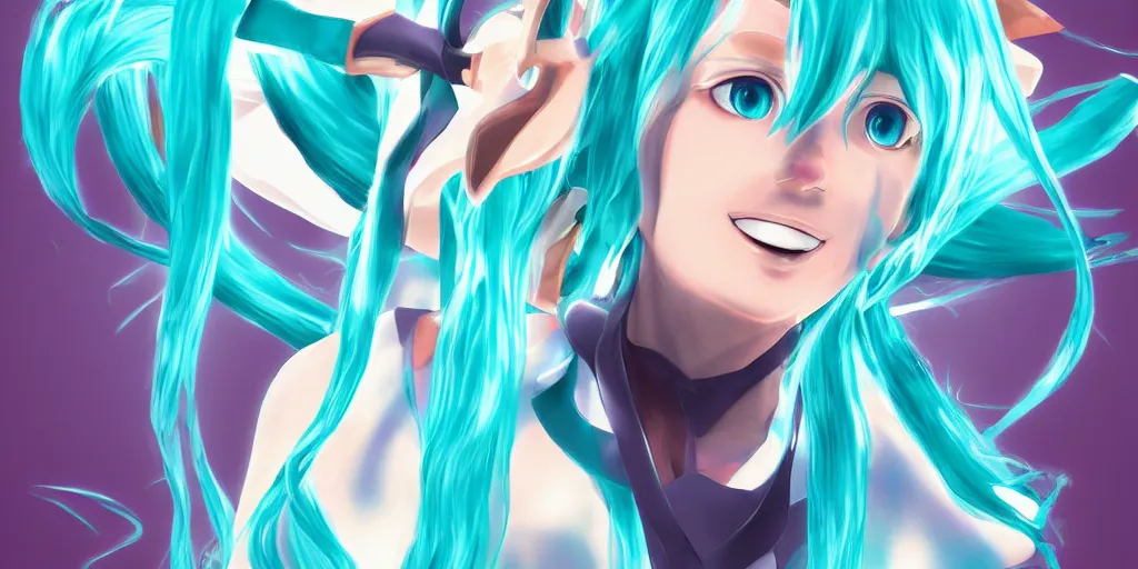 Prompt: Jesus cosplaying as Hatsune Miku, digital art, trending on artstation