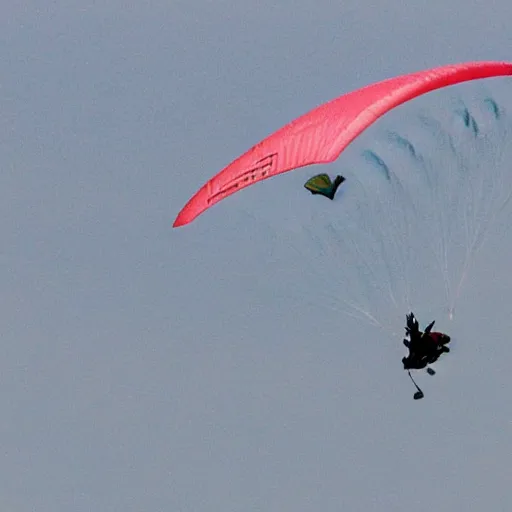 Prompt: hyperrealistic close shot of a turtle paragliding