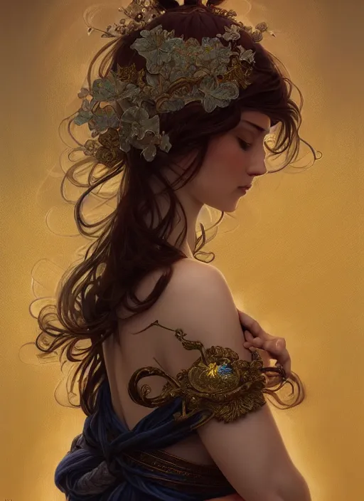 Image similar to sansan suicide realistic, surealism, aesthetic, shiny, fantasy, intricate, elegant, extremely higly detailed, digital painting, artstation, ornate, grotesque, baroque, concept art, photoshop, krita, smooth, sharp focus, full body focus, illustration, digital painting, art by artgerm and greg rutkowski and alphonse mucha