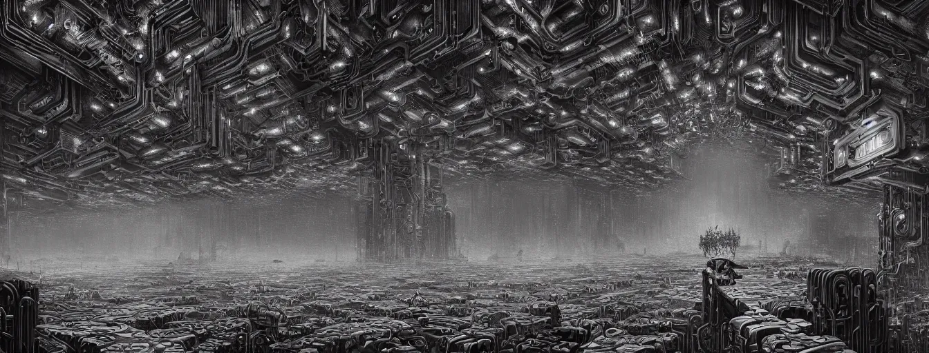 Prompt: intricate artwork masterpiece biomechanical dystopian brutalist hive mind domain, side - scrolling 2 d platformer level by nicolas delort, zdizslaw beksinski, victo ngai, josan gonzalez, kilian eng, ominous, dramatic horror cinematic lighting, volumetric 8 k