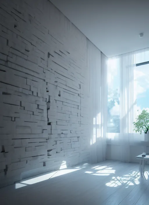 Prompt: white zen loft - penthouse made of corals well contoured smooth fair walls, up close shot, sharp focus, global illumination, radiant light, alexandre ferra white mecha, irakli nadar, octane highly render, 4 k, ultra hd,