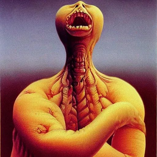 Image similar to shrimp scary, terror by zdzisław beksiński
