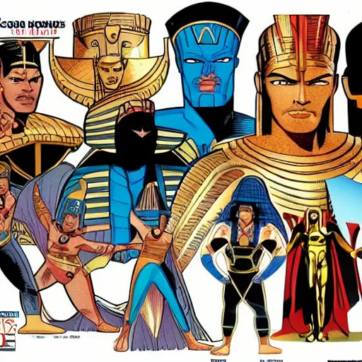 Prompt: egyptian gods marvel comics