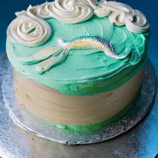 Image similar to mermaid cake, advertisement, food photography,