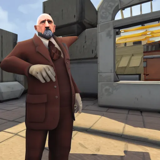 Prompt: Mike Ehrmantraut in Team Fortress 2, HD 4k game screenshot, Valve official announcement, new character