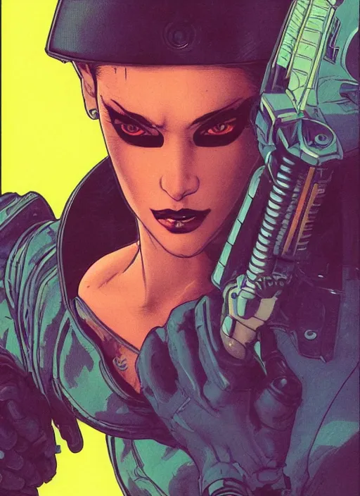 Prompt: cyberpunk jujitsu assassin. headlock. portrait by mœbius and will eisner and gil elvgren and pixar. realistic proportions. cyberpunk 2 0 7 7, apex, blade runner 2 0 4 9 concept art. cel shading. attractive face. thick lines.