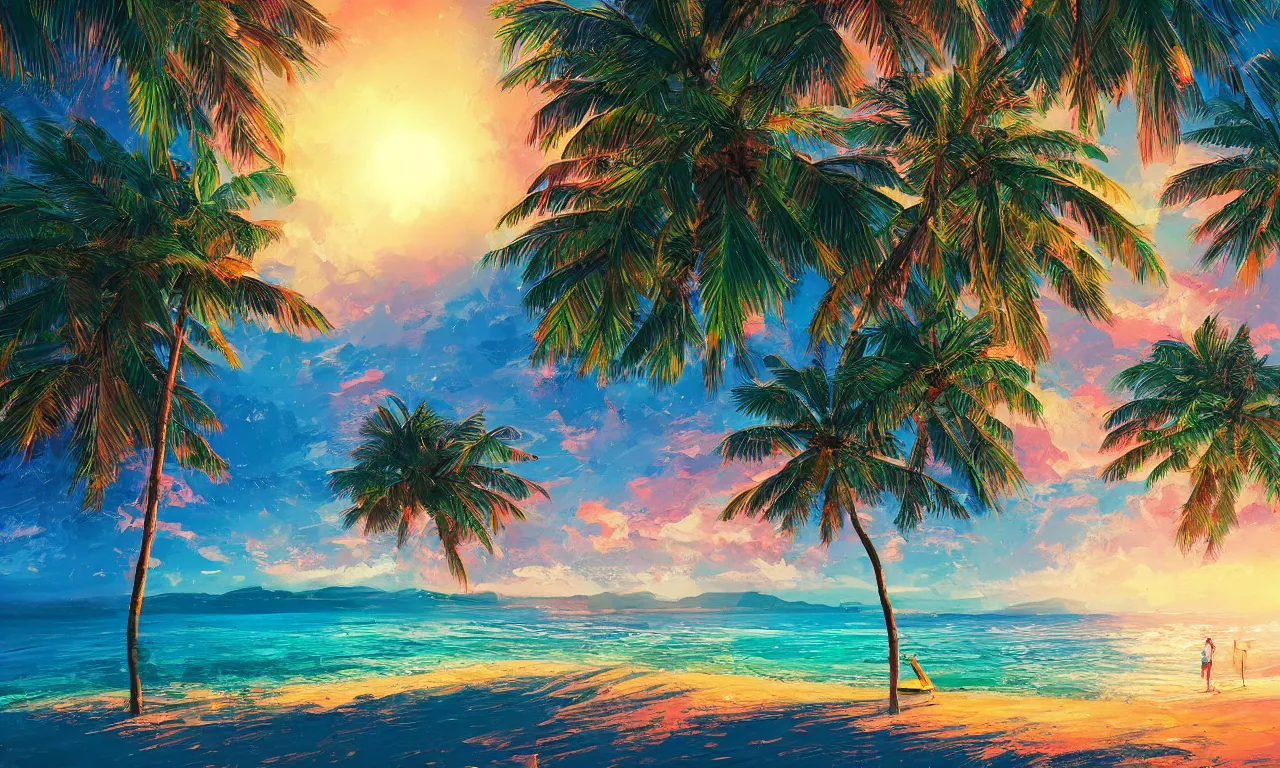 Image similar to paradise beach by alena aenami artworks in 4 k