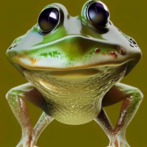 Image similar to frog in yogurt, digital art, photorealistic, shiny, trending on artstation, extremely detailed,