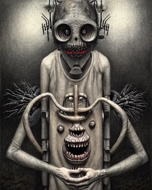 Image similar to a realistic detailed portrait painting of a monster by john kenn mortensen, santiago caruso, synthwave cyberpunk psychedelic vaporwave