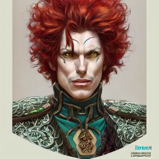 Image similar to Noriaki Kakyoin as a fantasy D&D character, portrait art by Donato Giancola and James Gurney, digital art, trending on artstation