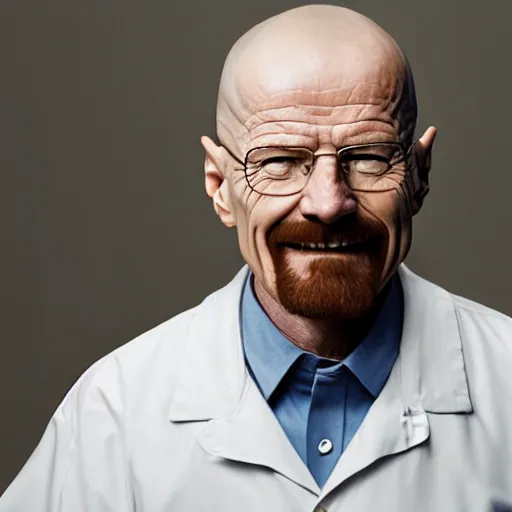 Image similar to Walter White grinning in front of a camera