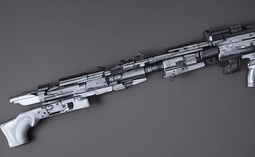 Prompt: a highly futuristic science - fiction rifle