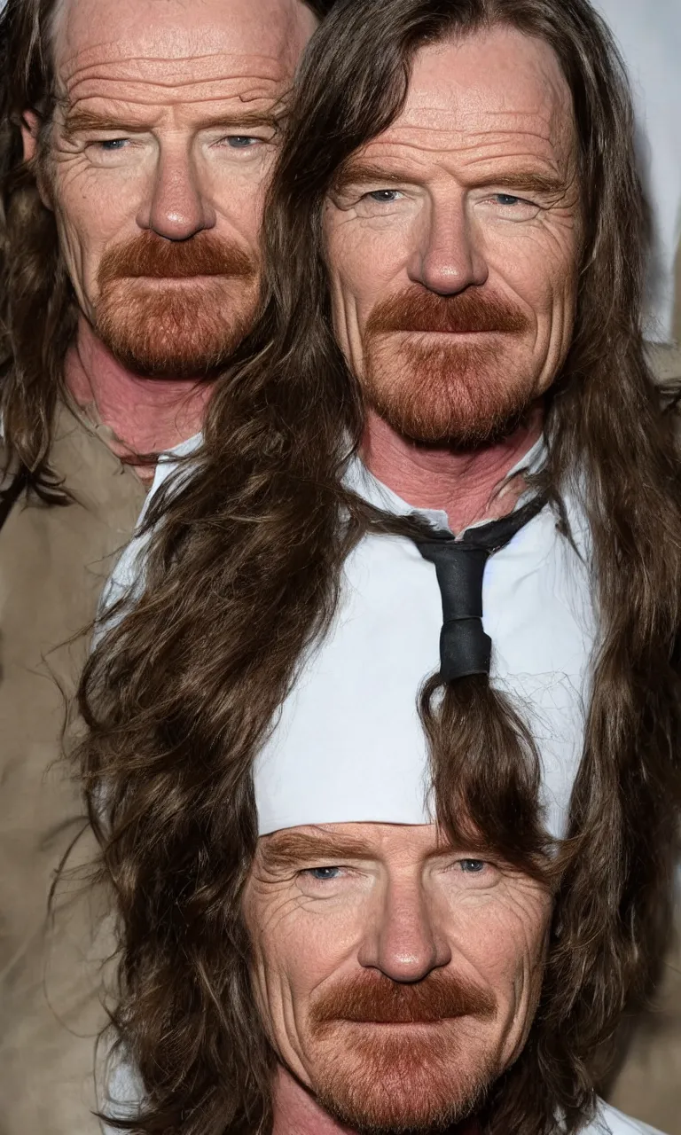 Prompt: Bryan Cranston long hair