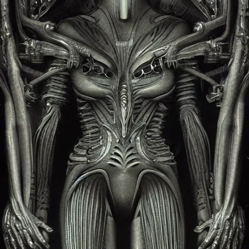 Image similar to highly advanced futurescape, intricate, high detailed, elegant composition, 8k, 144mm full shot, cinematic :: H.R. Giger ::