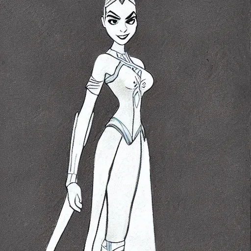 Image similar to milt kahl sketch of victoria justice as princess padme from star wars episode 3