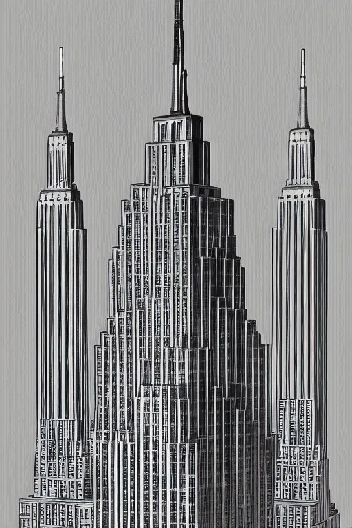 Prompt: The Empire state building in a parallel universe, designed by Antoni Gaudi, architectural illustration, CG Society