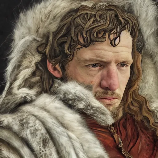 Image similar to high quality high detail painting by lucian freud, hd, ramsay snow in game of thrones