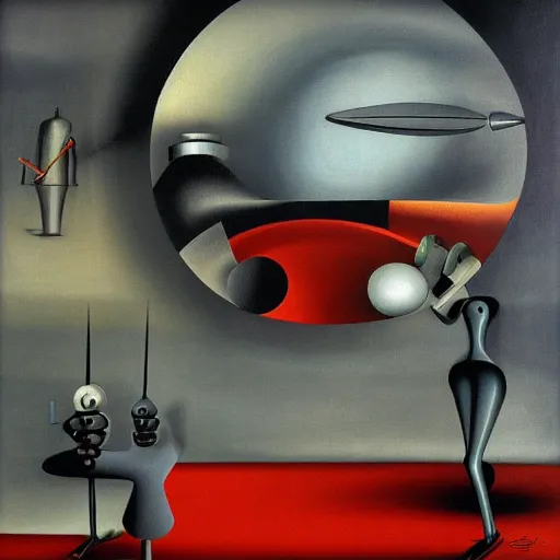 Image similar to painting of a machine by yves tanguy