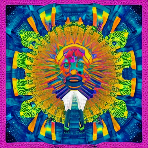 Prompt: album cover design design depicting god made out of drugs, by jonathan zawada, pi - slices, and tristan eaton, digital art