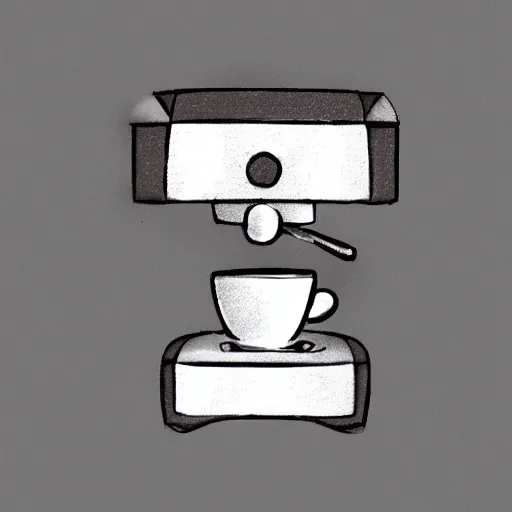 Prompt: sketch of espresso machine in simplistic style