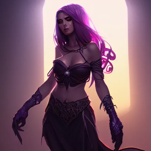 Prompt: dark sorceress wide angle view, highly detailed, wlop style, artstation, concept art, soft light, sharp focus, illustration, character design