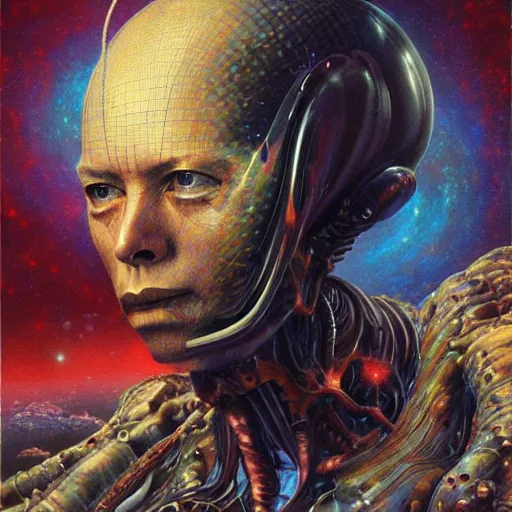 Prompt: UHD photorealistic Elon Musk as an alien from dimension x, by Ayami Kojima, Amano, Karol Bak, Mark Brooks, tonalism, rich deep colors. Beksinski painting, art by Adrian Ghenie and Gerhard Richter. art by Takato Yamamoto. masterpiece