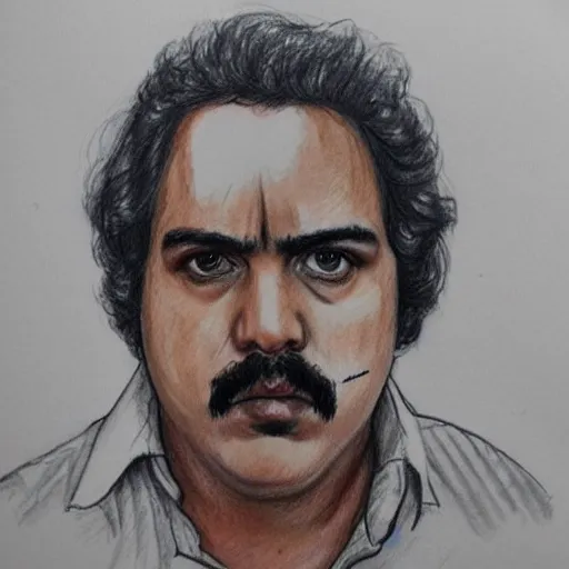 Image similar to sketch of pablo escobar played by wagner moura in narcos covering his face with a bandana, insanely detailed drawing