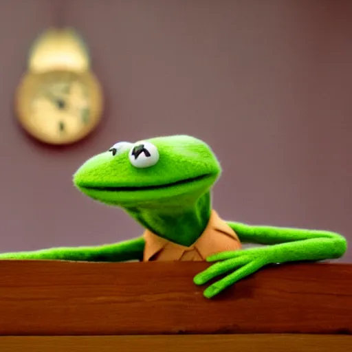 Image similar to kermit the frog, from the grand budapest hotel, kodachrome