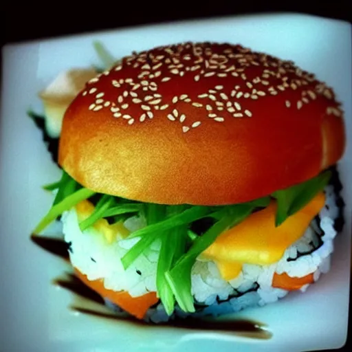 Image similar to sushi on a burger