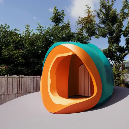 Image similar to childrens backyard playhouse designed by zaha hadid