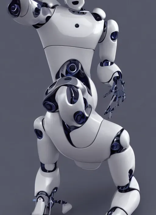 Image similar to full-body portrait of a futuristic blanco ceramic Spanish prince grinning humanoid robot with a handsome face and muscular body reclining with las piernas abertas, macho, piroca, dotado, gostoso, guapo, matte surface, trending on cgsociety