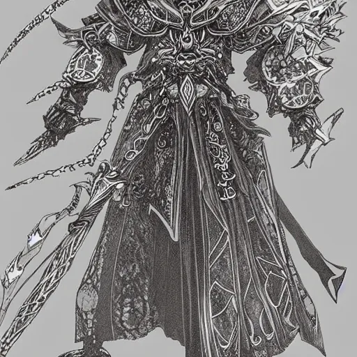 Image similar to a mage from final fantasy 14 drawn by Yoshitaka Amano, intricate, amazing line work, psychedelic