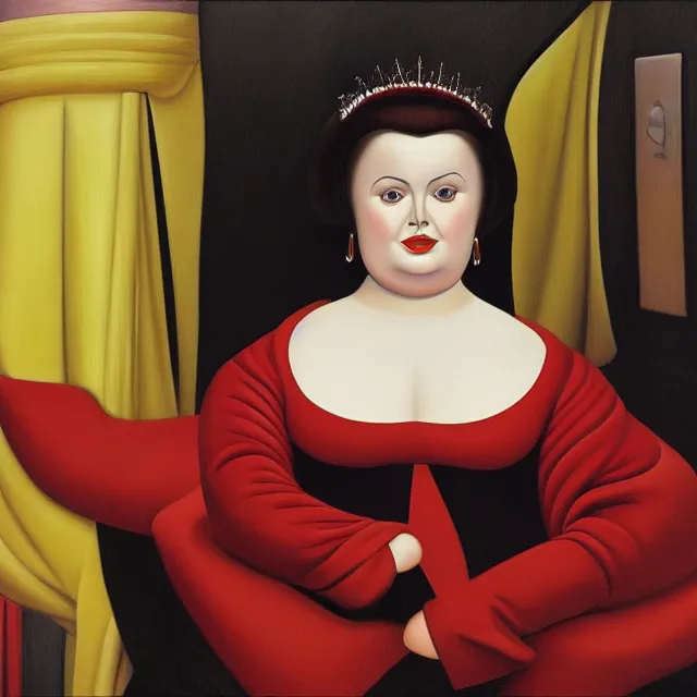 Image similar to a fernando botero painting of queen amidala