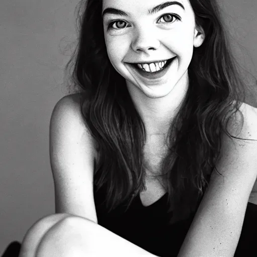 Image similar to anya taylor joy smiling in 2 0 5 0, portrait photography