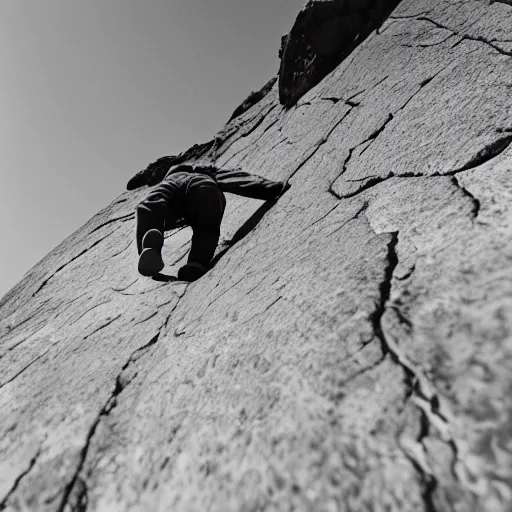 Prompt: a photo of an old man climbing