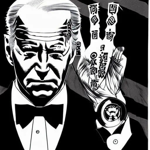 Image similar to Joe Biden looking sinister, by Tsutomu Nihei, highly detailed