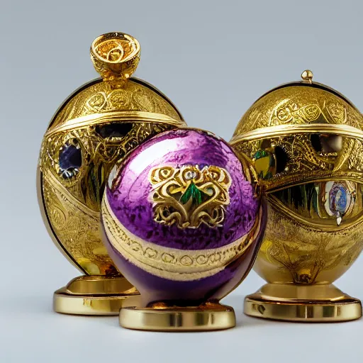 Prompt: Faberge eggs with faberge toast, Hermitage Museum exhibit