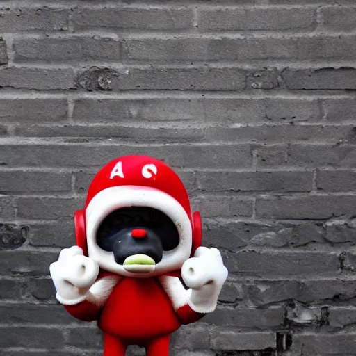 Image similar to chilled kong with red headphones on holding a amanita muscaria made by banksy