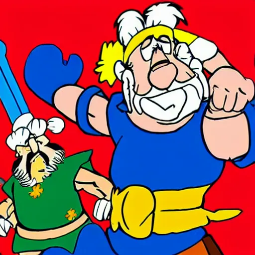 Image similar to Asterix and obelix, manga style