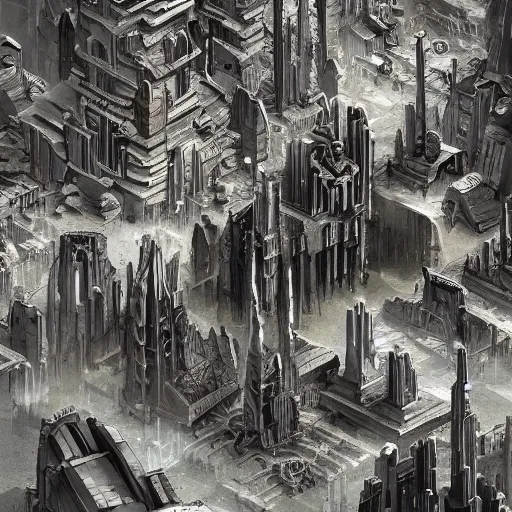 Prompt: A city constructed entirely from bone, bone city, jagged architecture, digital art, sci-fi fantasy illustration, very detailed concept art