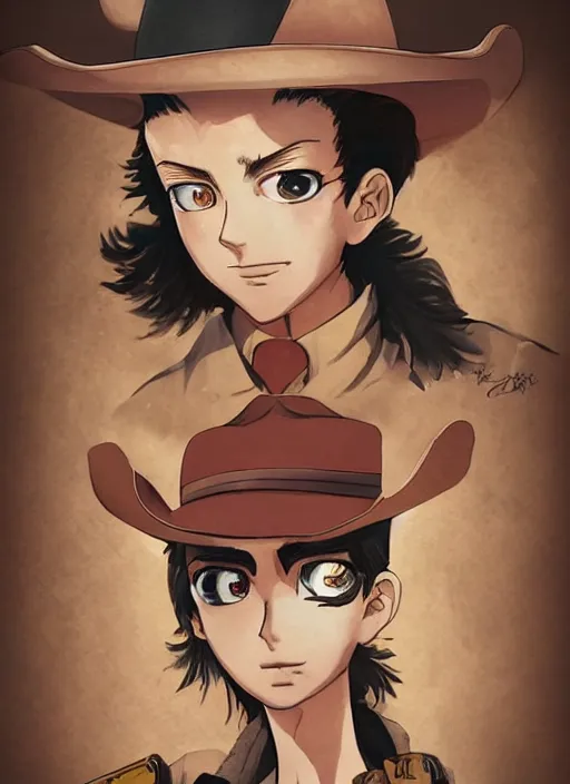 Image similar to a portrait one person, complexity, global lighting, detail, ultra sharpness, beautiful female sheriff body from games yoshihiro togashi style, big eyes, plump lips, a gunshot, global lighting, western saloon theme, detailed faces, blank faces, style by cain kuga, cowboy bebop art style