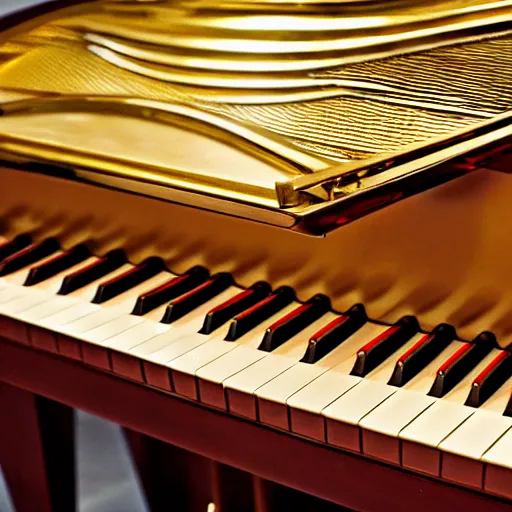 Image similar to grand piano with golden keys and golden stripes